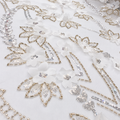 White 3D Floral Beaded & Sequinned Bridal Lace Fabric