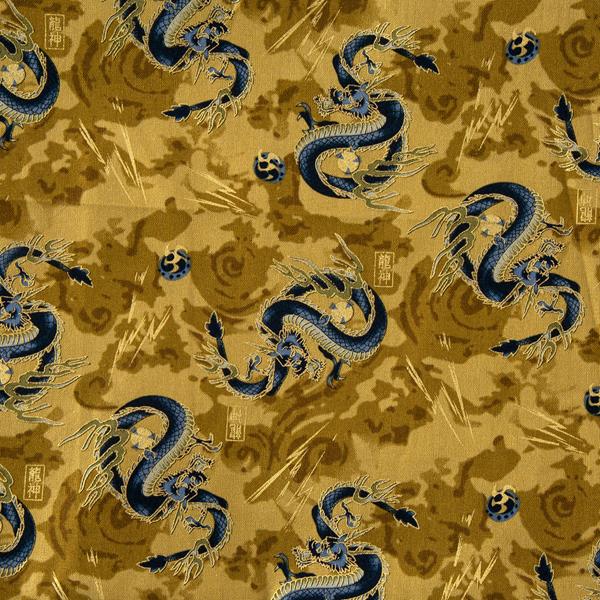 Japanese Lightning Dragons Metallic Cotton