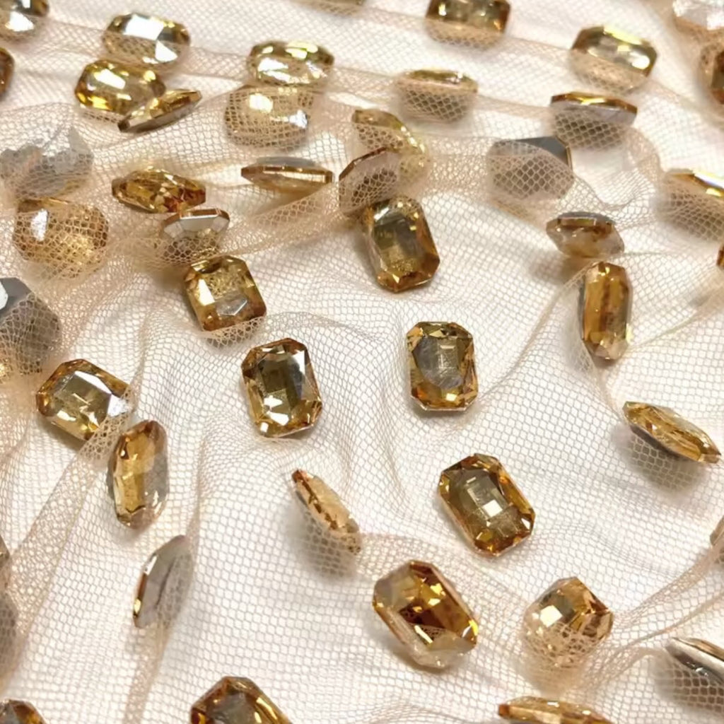 Luxury Rectangular Rhinestone Mesh Fabric