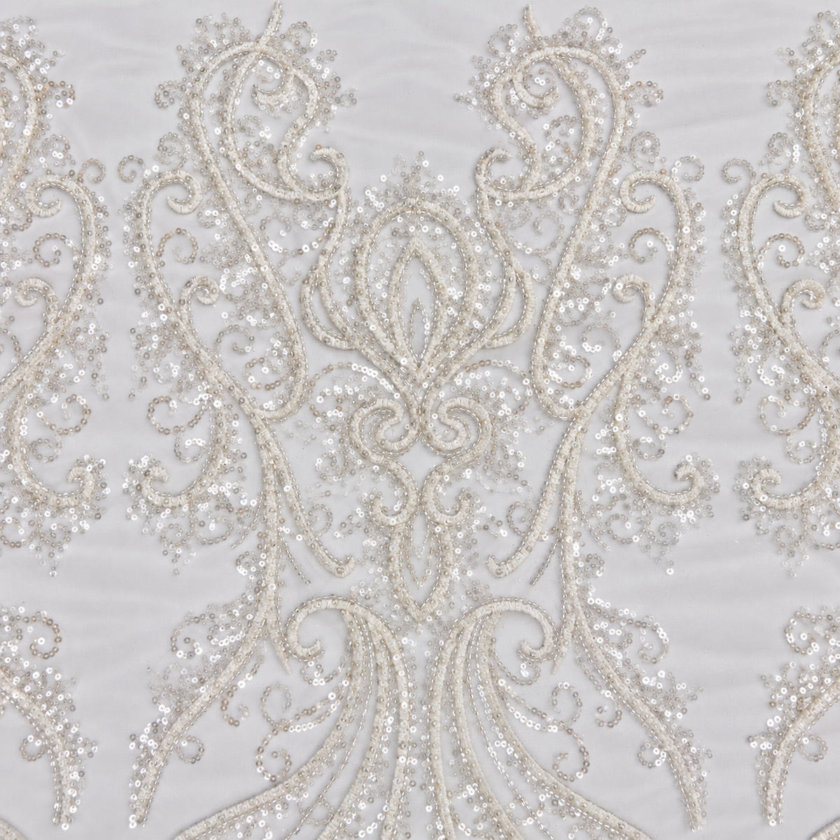Sequin Embroidered Ornate Scroll Lace