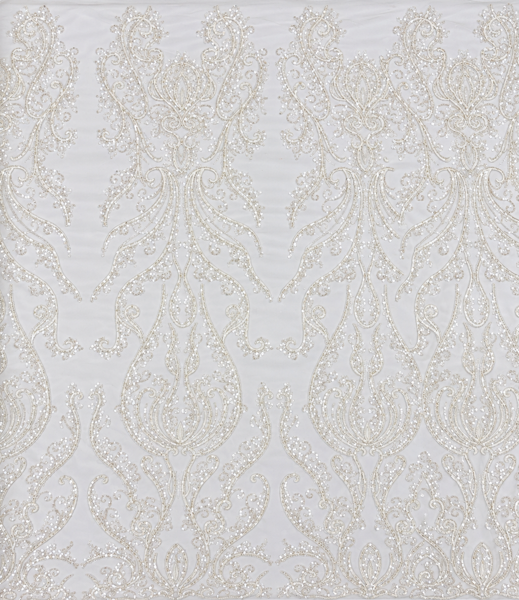 Sequin Embroidered Ornate Scroll Lace