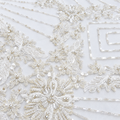 White Floral Geometric Heavy Beaded Lace