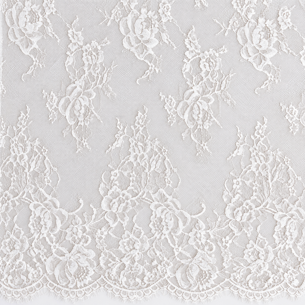 White Floral Chantilly Lace with Scalloped Edge 02