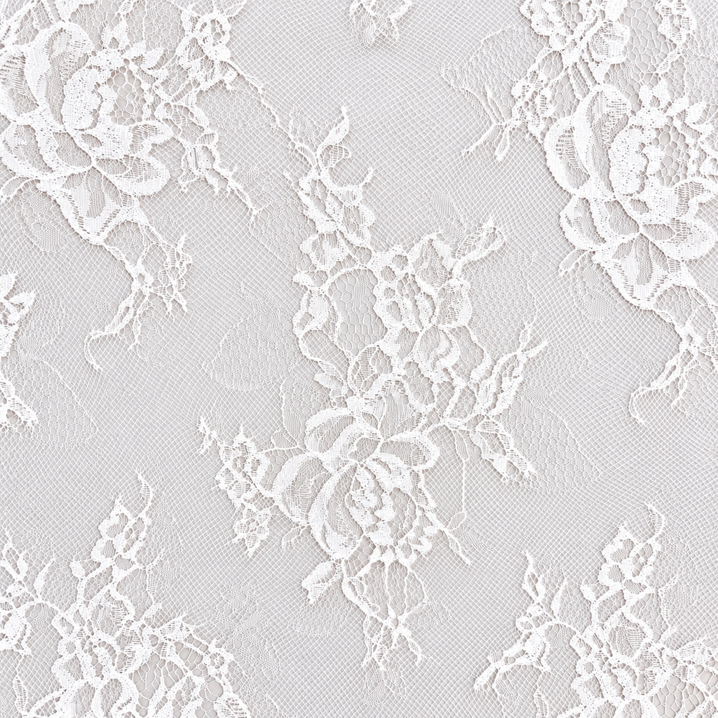 White Floral Chantilly Lace with Scalloped Edge 02
