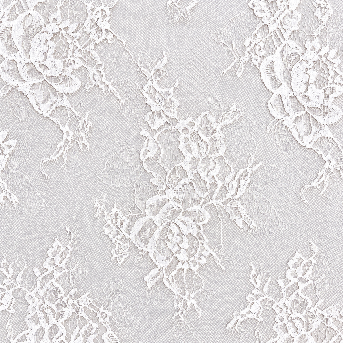 White Floral Chantilly Lace with Scalloped Edge 02