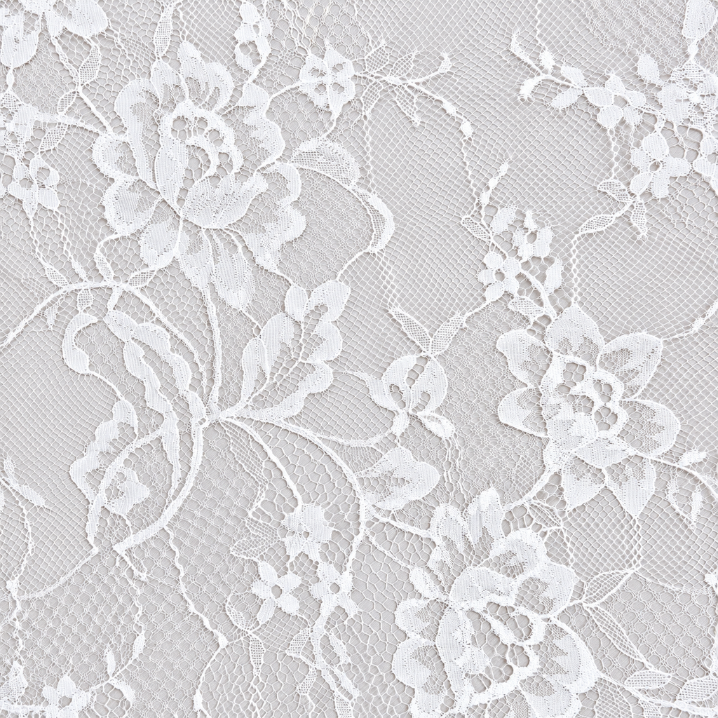 White Floral Chantilly Lace with Scalloped Edge 03