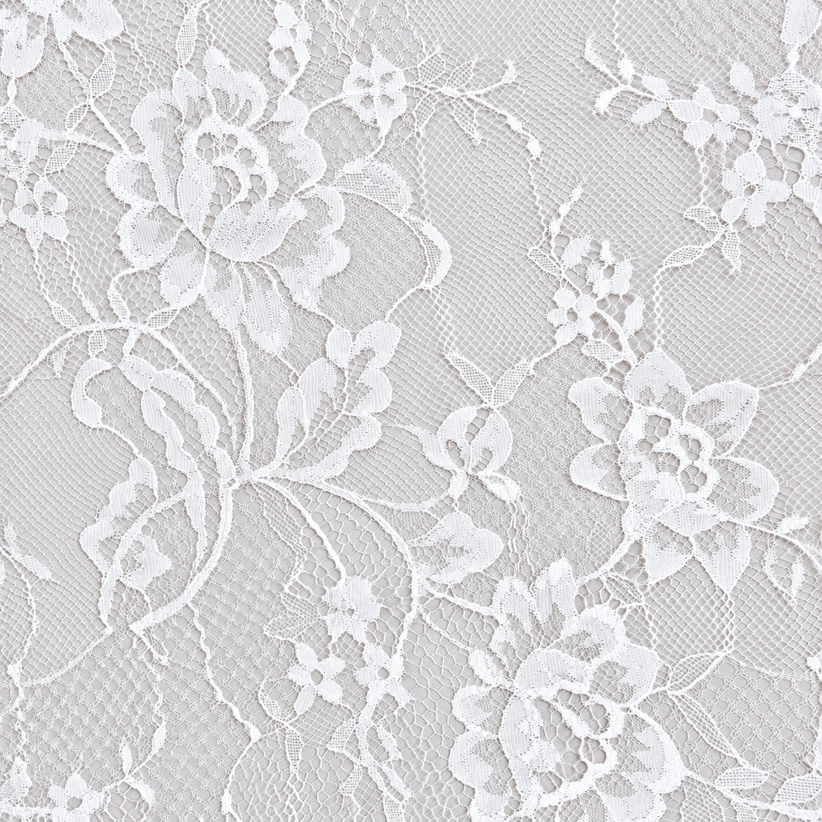 White Floral Chantilly Lace with Scalloped Edge 03
