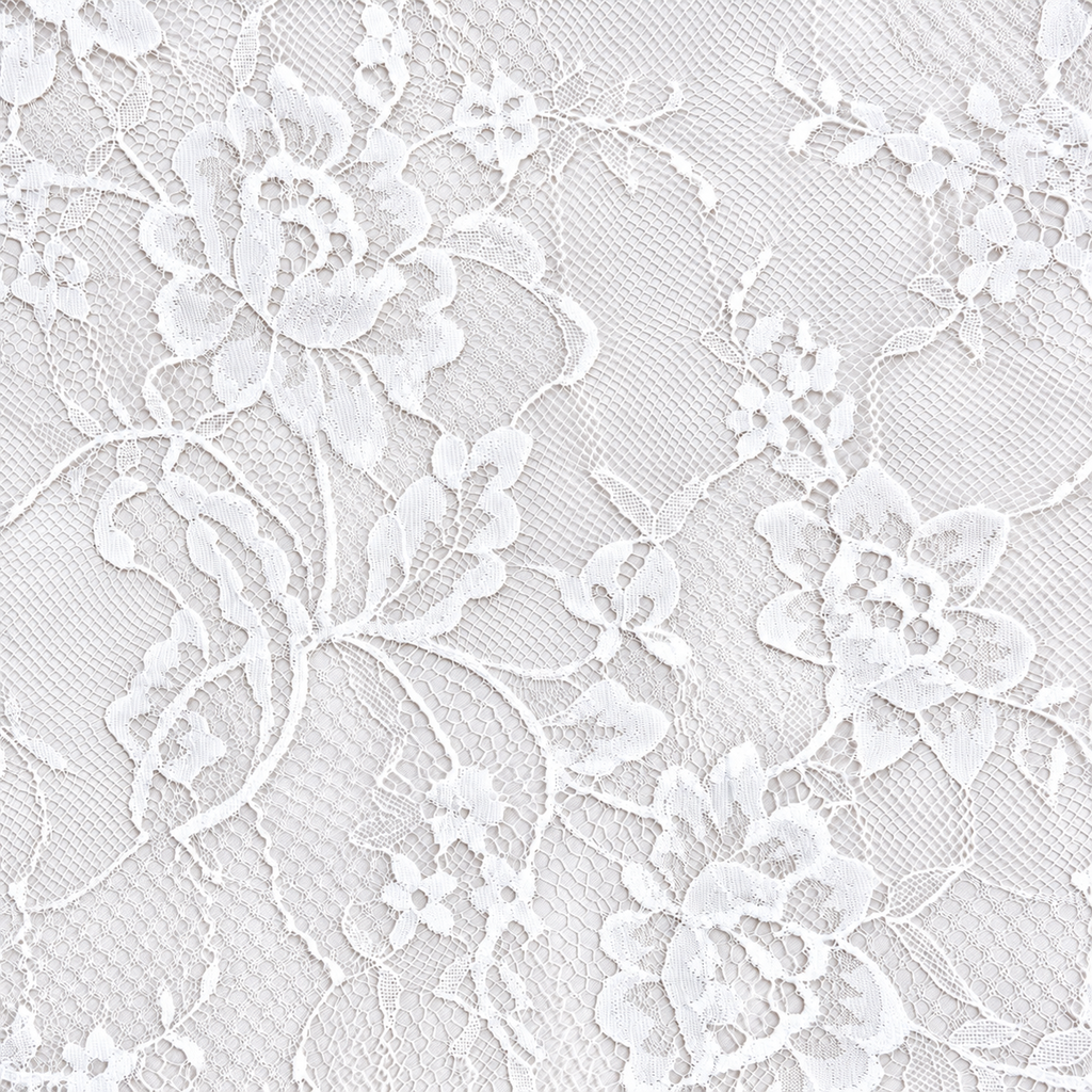 White Floral Chantilly Lace with Scalloped Edge 04