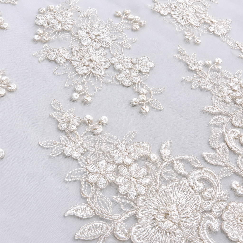 White Floral Embroidered Lace