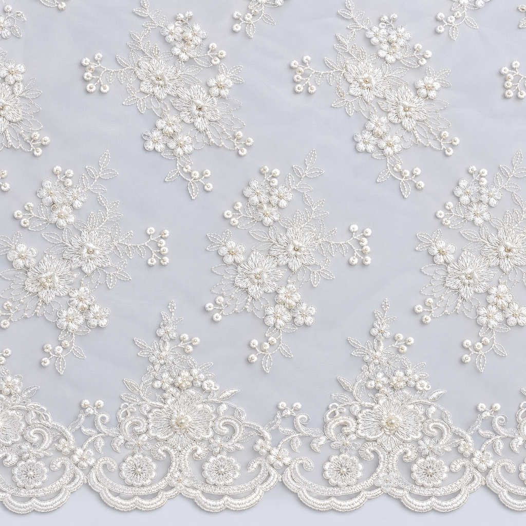White Floral Embroidered Lace