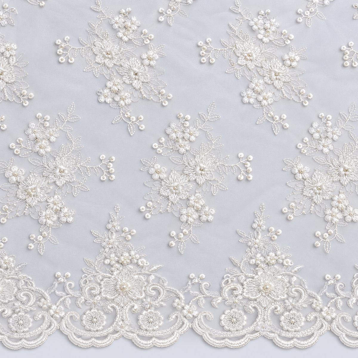 White Floral Embroidered Lace