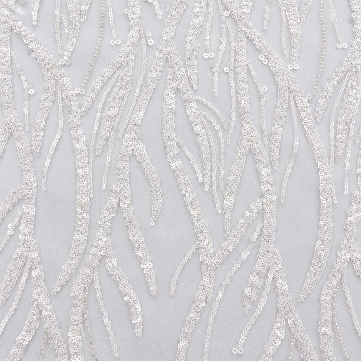White Sequin & Beaded Wave Lace