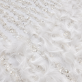 Ivory White Sequin & Feather Embellished Tulle Fabric