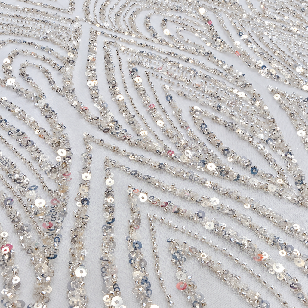 Teardrop Sequin & Beaded Lace Fabric