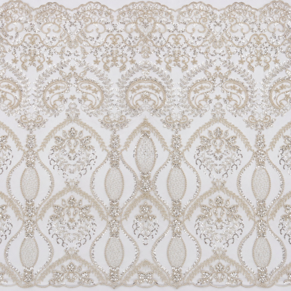 Pearl & Sequin Embroidered Bridal Lace Fabric