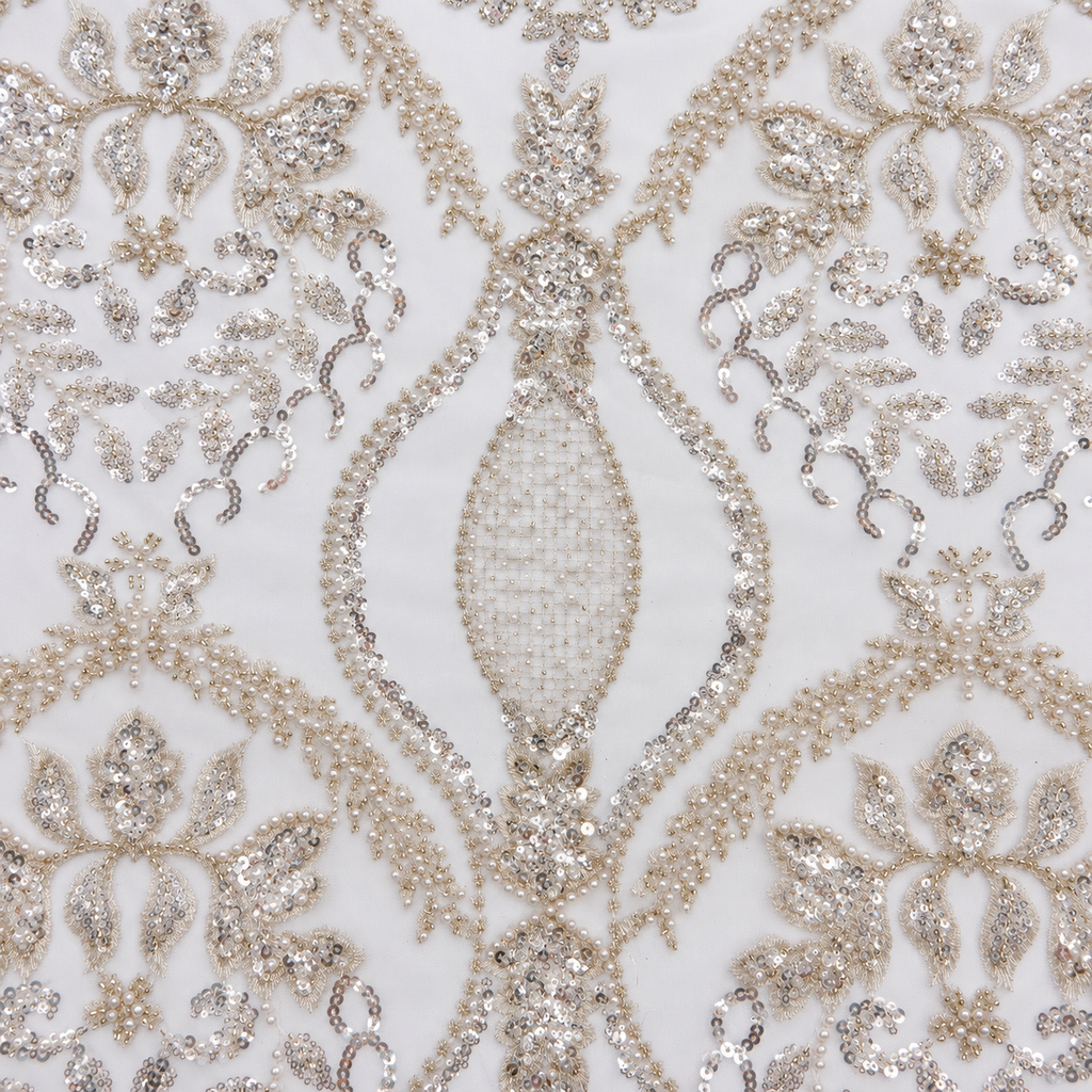 Pearl & Sequin Embroidered Bridal Lace Fabric
