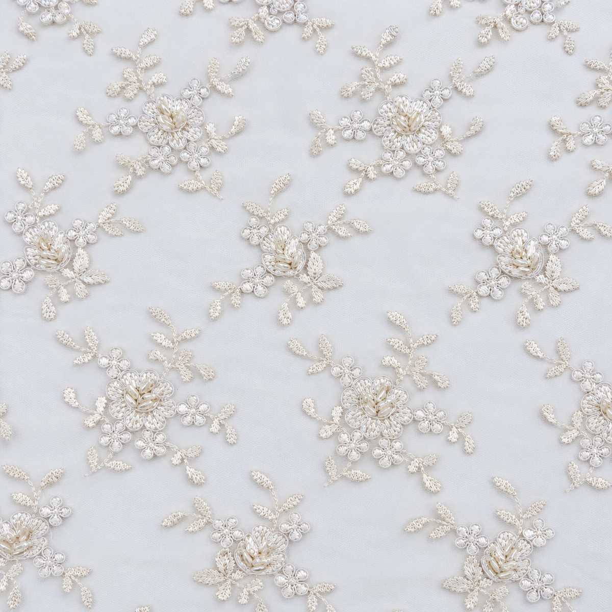 Ivory Floral Embroidered Lace with Delicate Beadwork