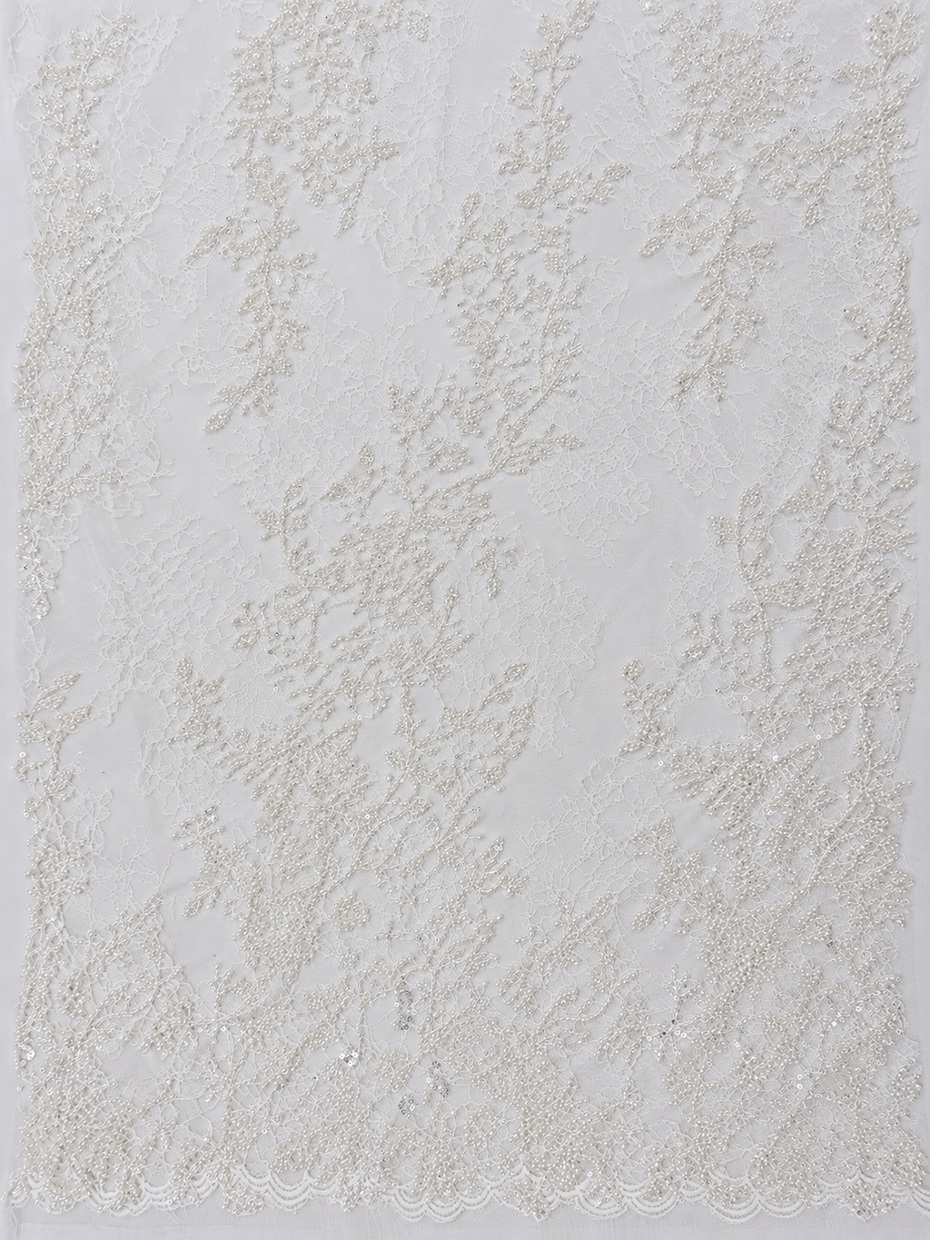 White Pearl Floral Chantilly Lace