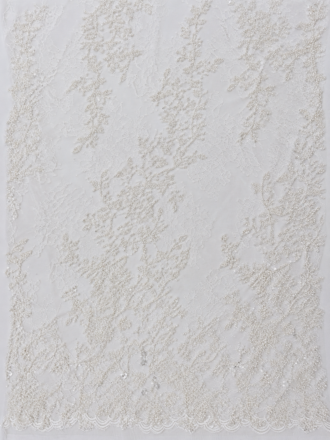 White Pearl Floral Chantilly Lace