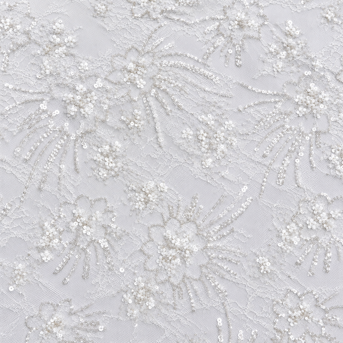 White Floral Beaded Lace