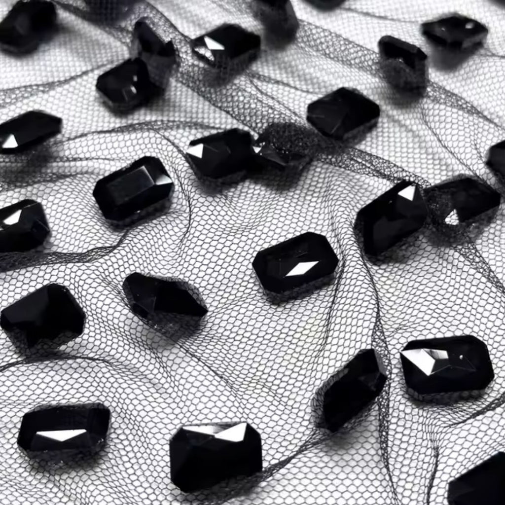 Luxury Rectangular Rhinestone Mesh Fabric