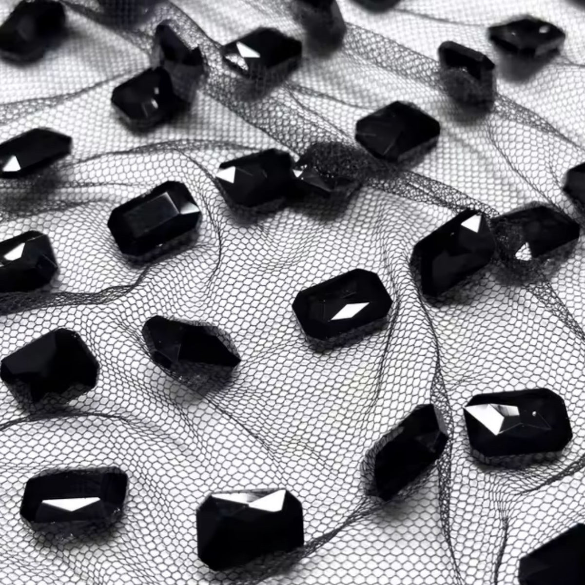 Luxury Rectangular Rhinestone Mesh Fabric