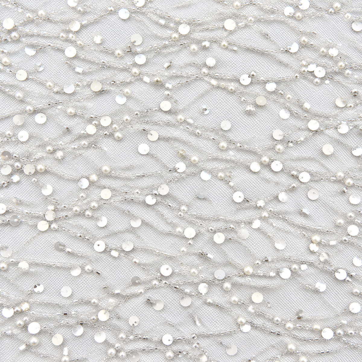 Pearl & Sequin Embellished Lace Fabric