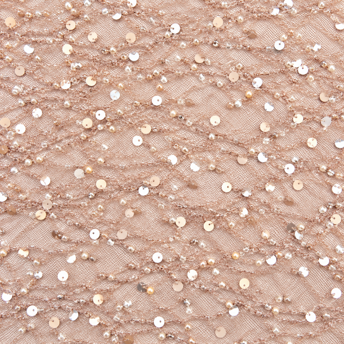 Pearl & Sequin Embellished Lace Fabric