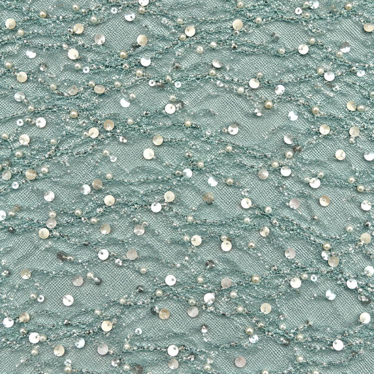 Pearl & Sequin Embellished Lace Fabric
