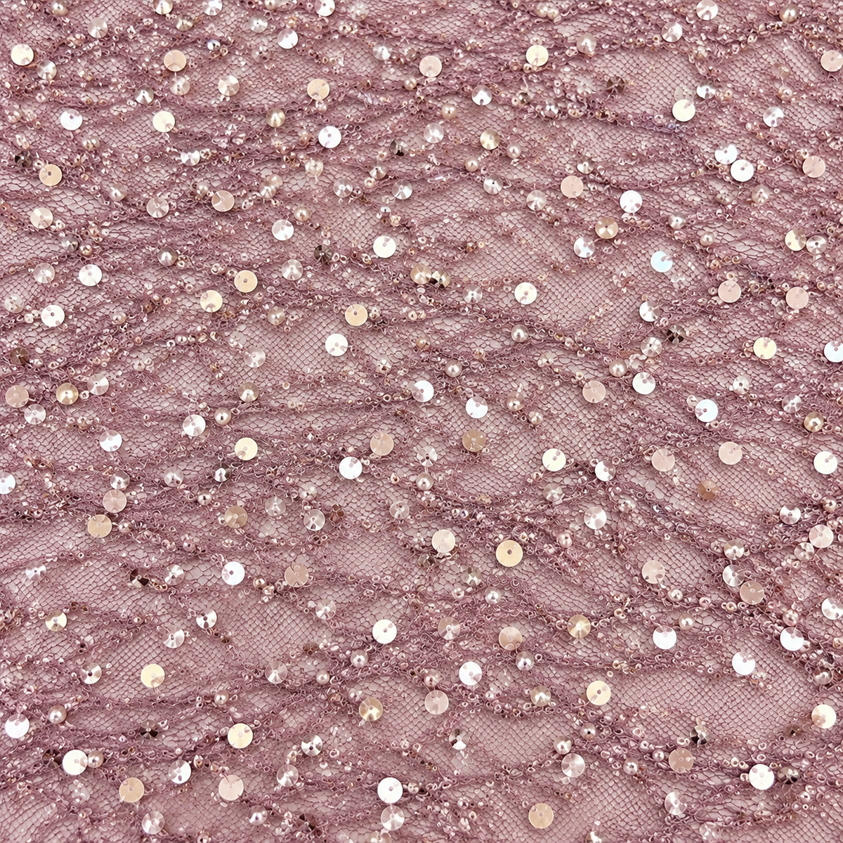 Pearl & Sequin Embellished Lace Fabric