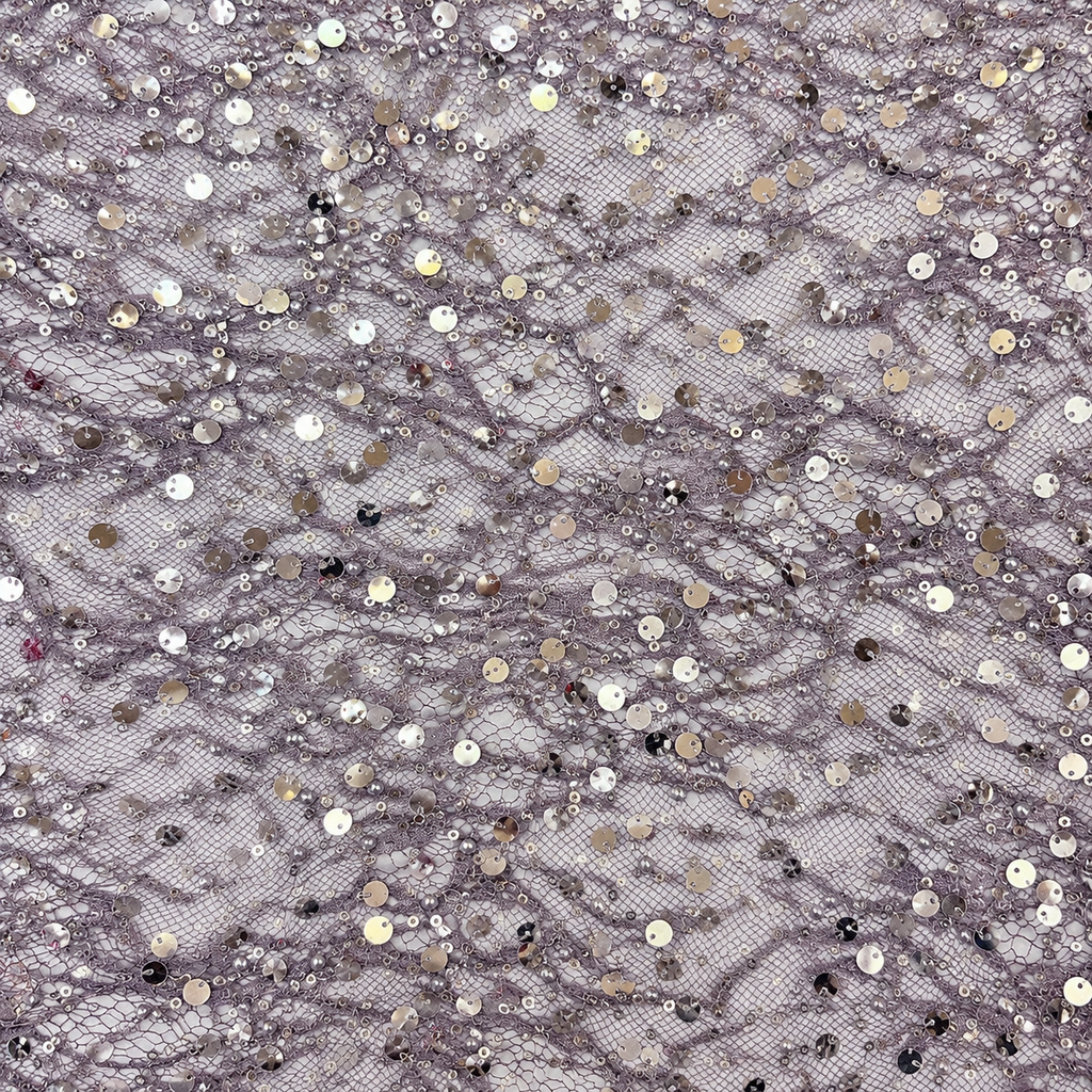 Pearl & Sequin Embellished Lace Fabric