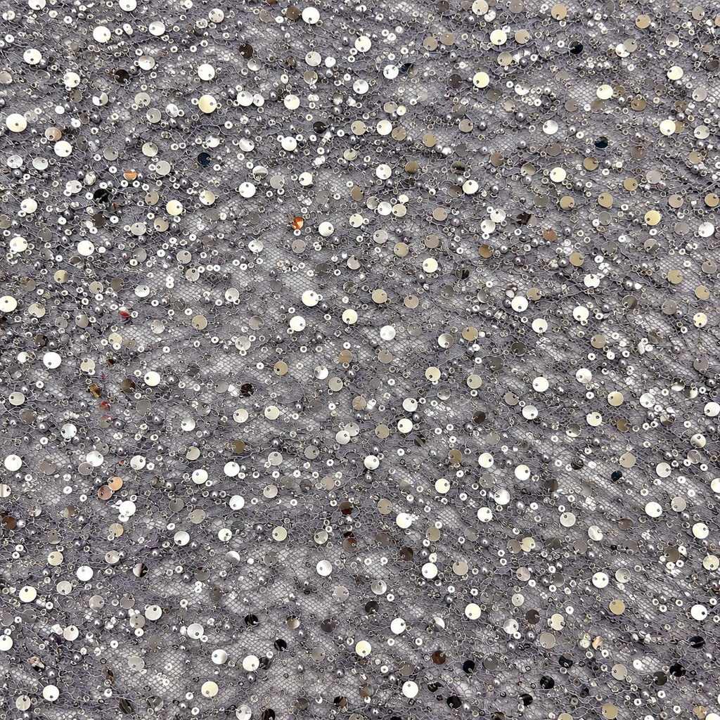 Pearl & Sequin Embellished Lace Fabric