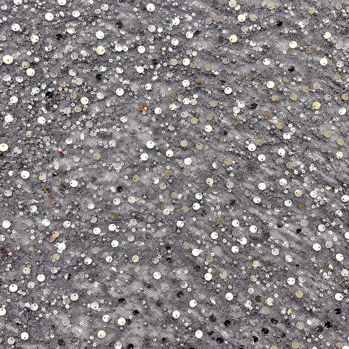 Pearl & Sequin Embellished Lace Fabric