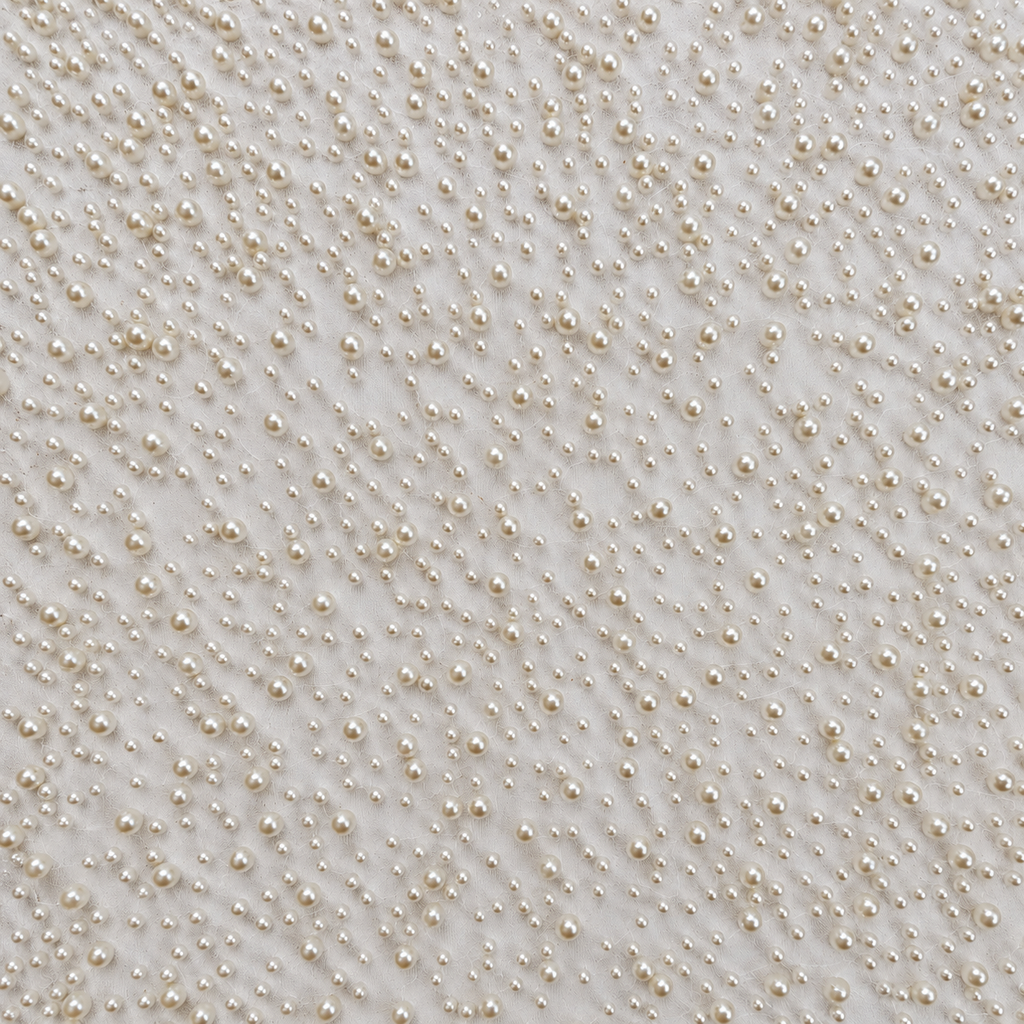 Pearl Embellished Tulle Fabric