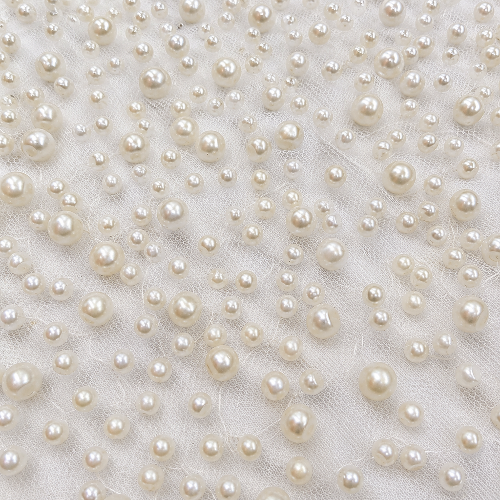 Pearl Embellished Tulle Fabric
