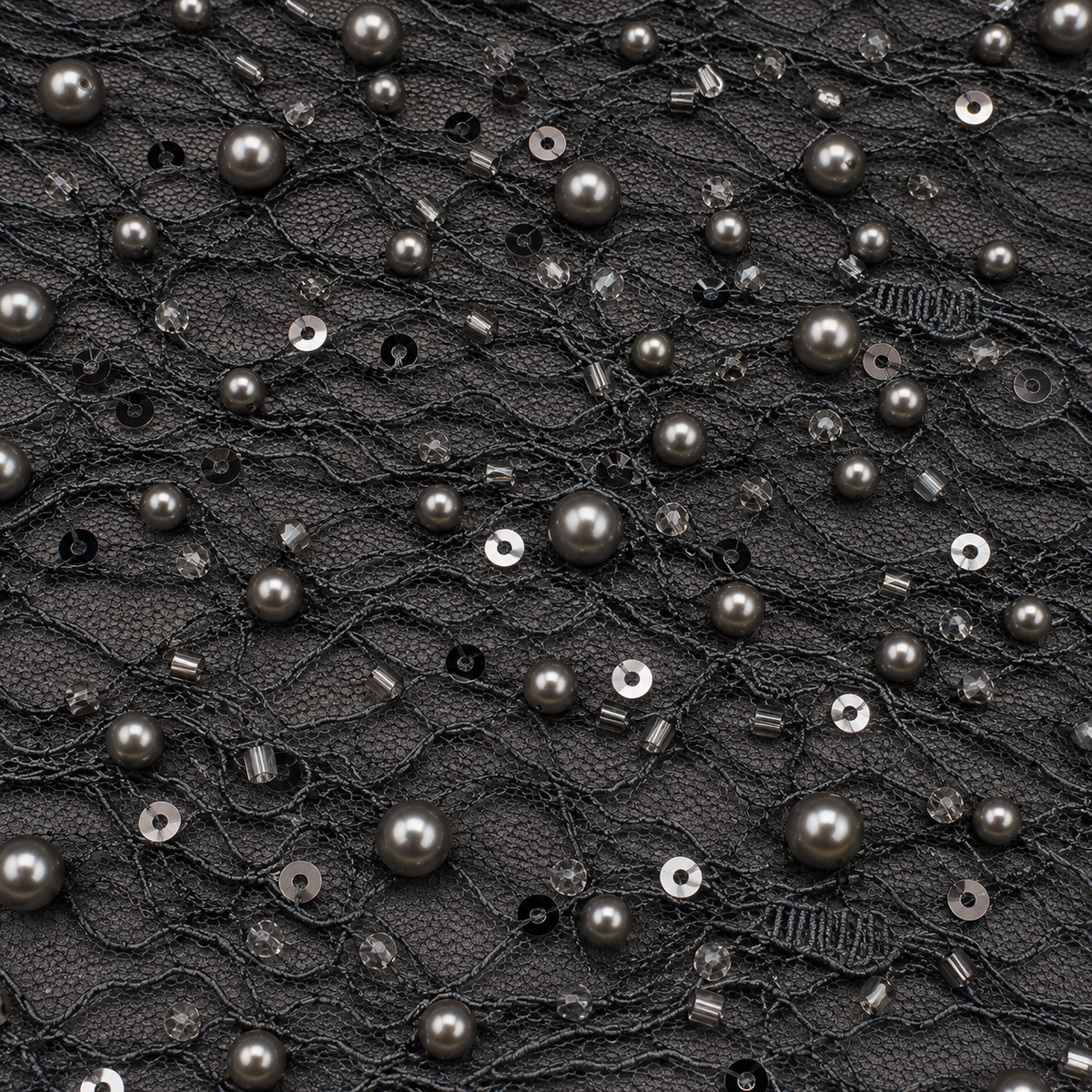 Pearl & Sequin Embellished Lace Fabric