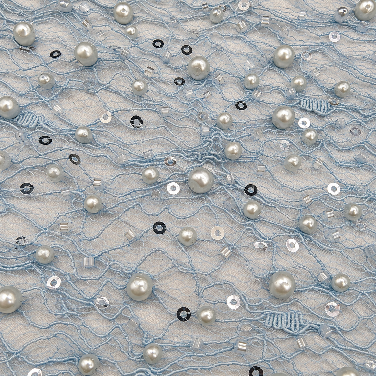 Pearl & Sequin Embellished Lace Fabric