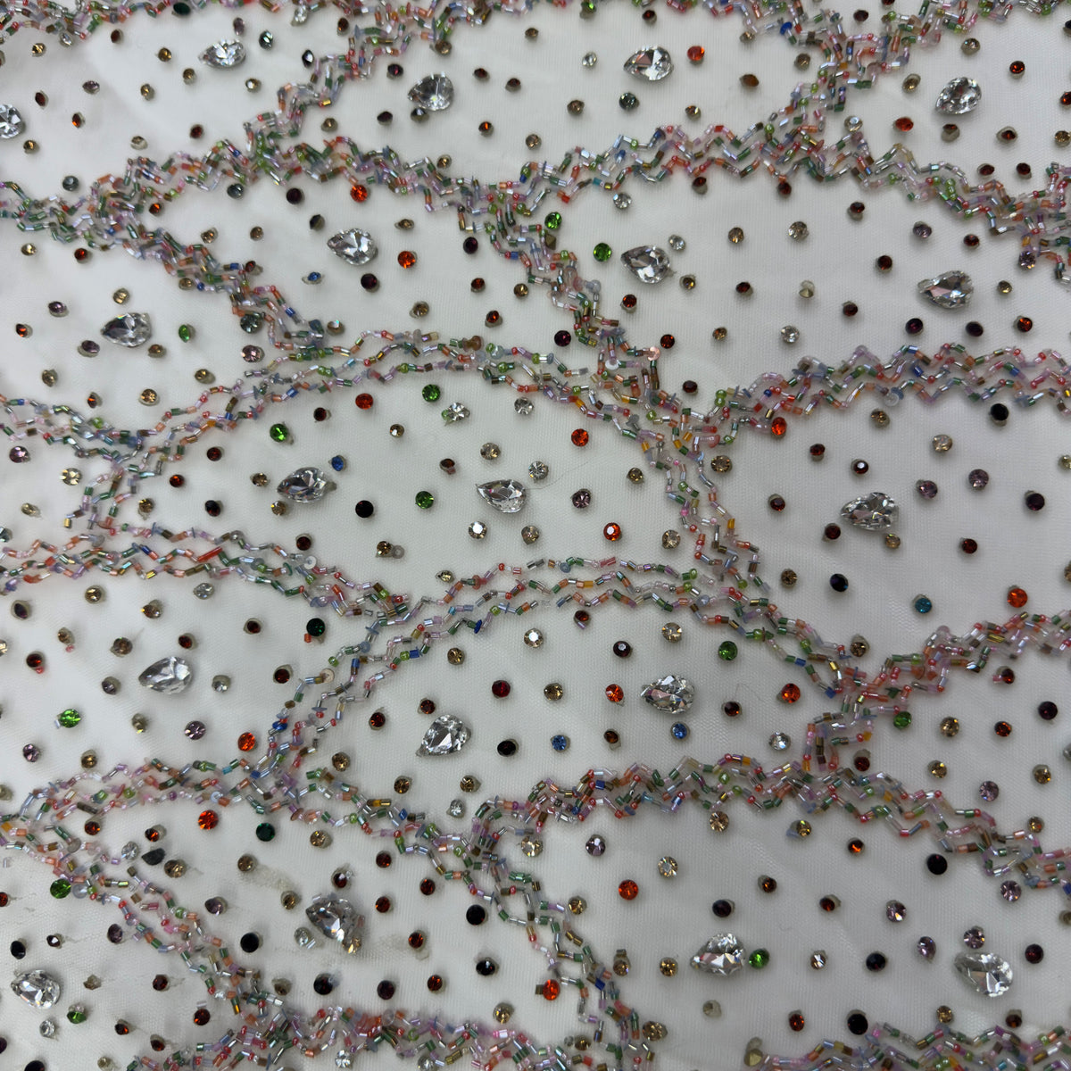Multi Colour Rhinestone Lace