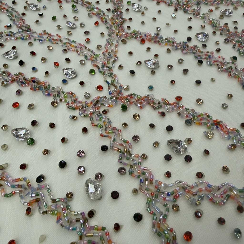 Multi Colour Rhinestone Lace
