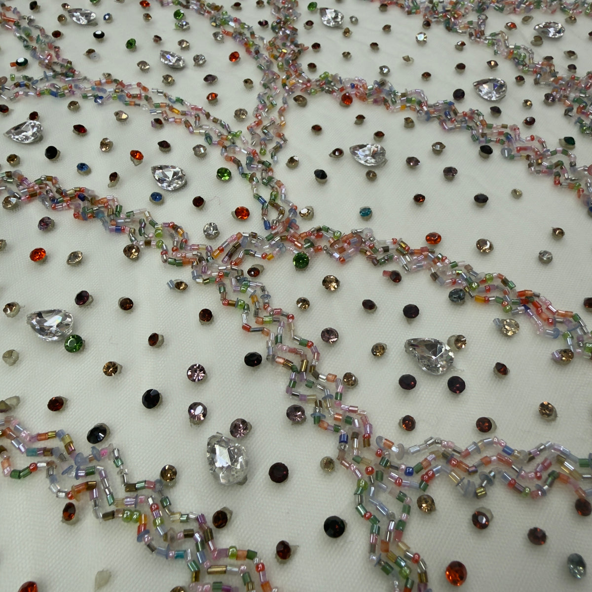 Multi Colour Rhinestone Lace