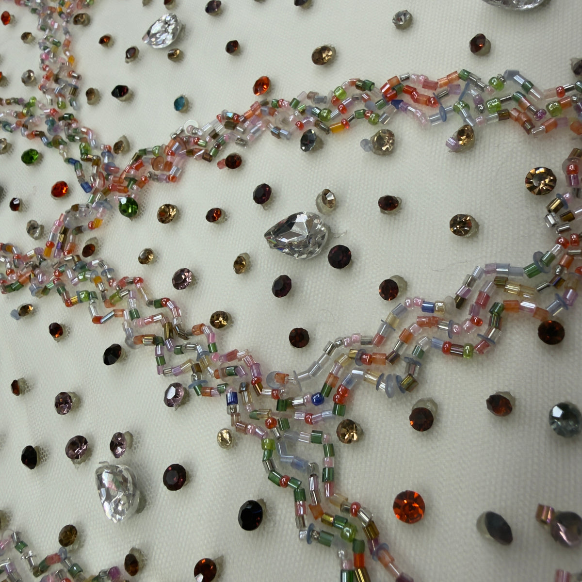 Multi Colour Rhinestone Lace