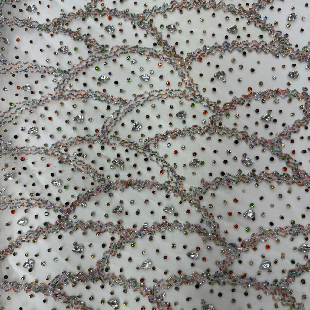 Multi Colour Rhinestone Lace