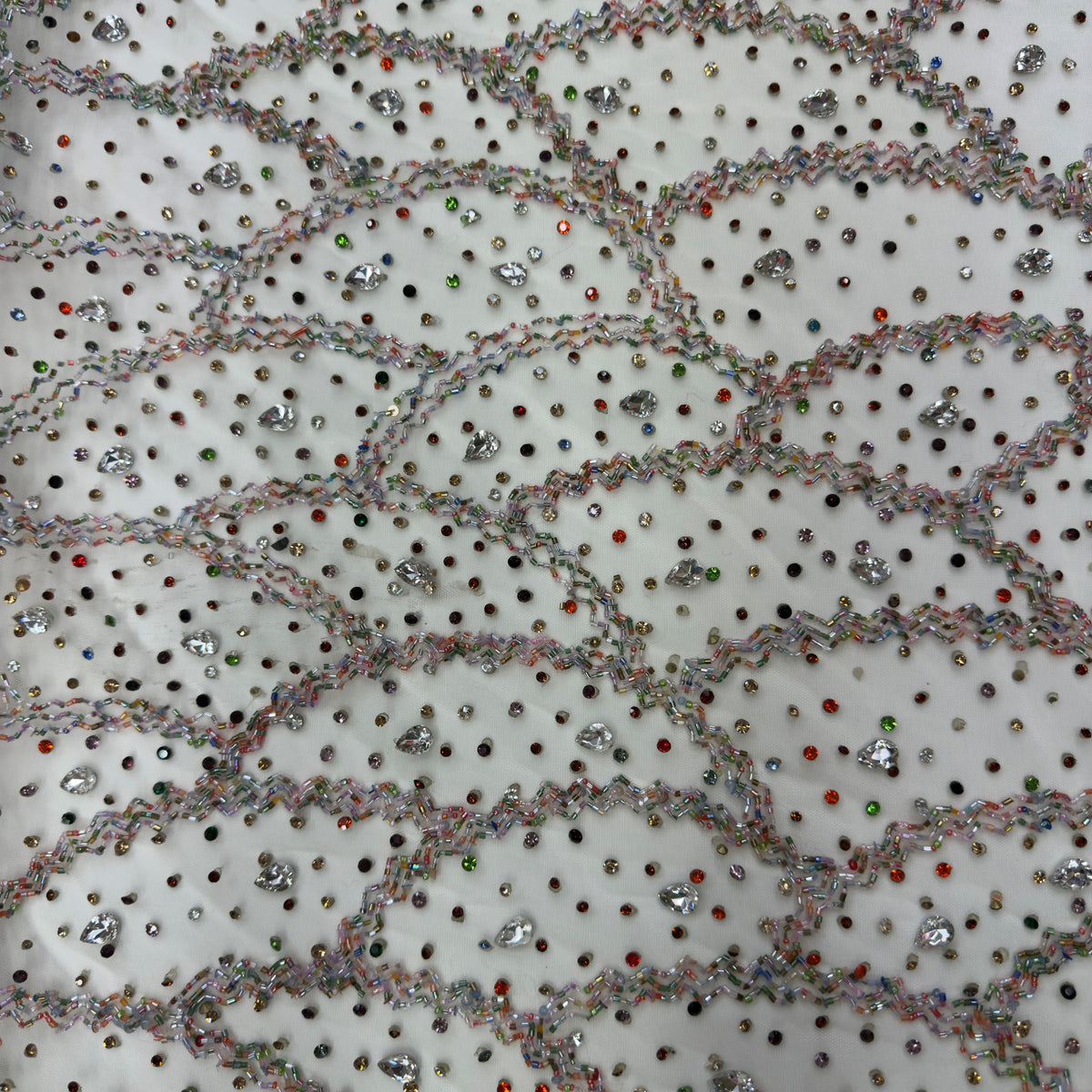 Multi Colour Rhinestone Lace