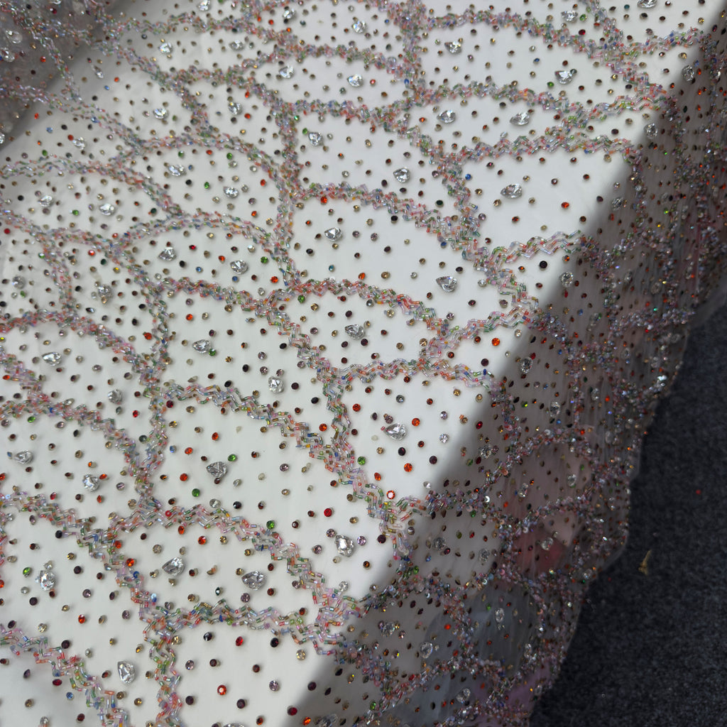 Multi Colour Rhinestone Lace