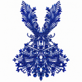 Royal Blue Crystal Rhinestone Bodice Lace Appliqué