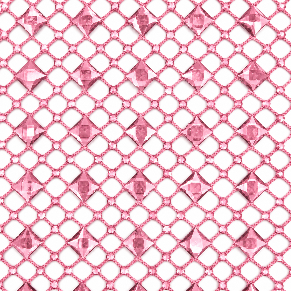 Luxury Diamond Gemstone Fishnet Mesh Fabric