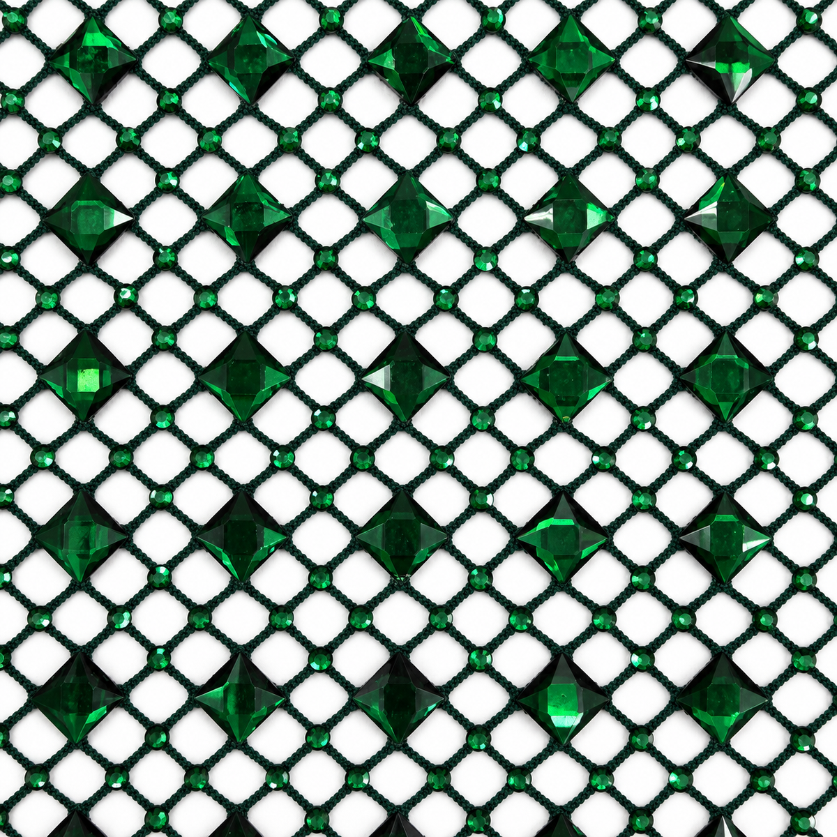 Luxury Diamond Gemstone Fishnet Mesh Fabric