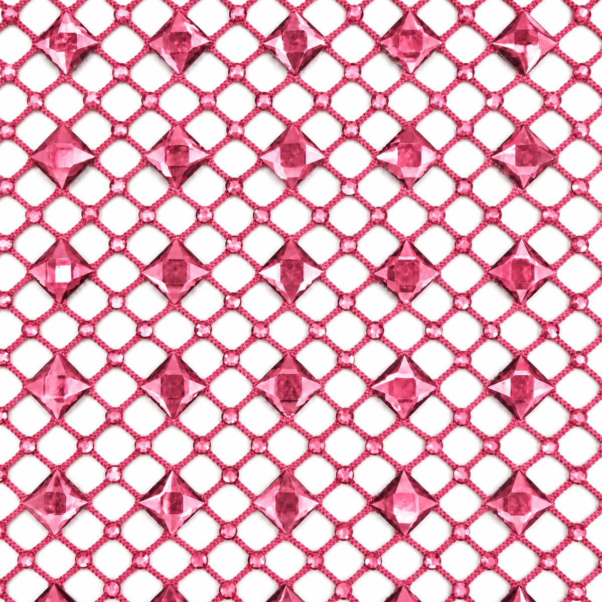 Luxury Diamond Gemstone Fishnet Mesh Fabric