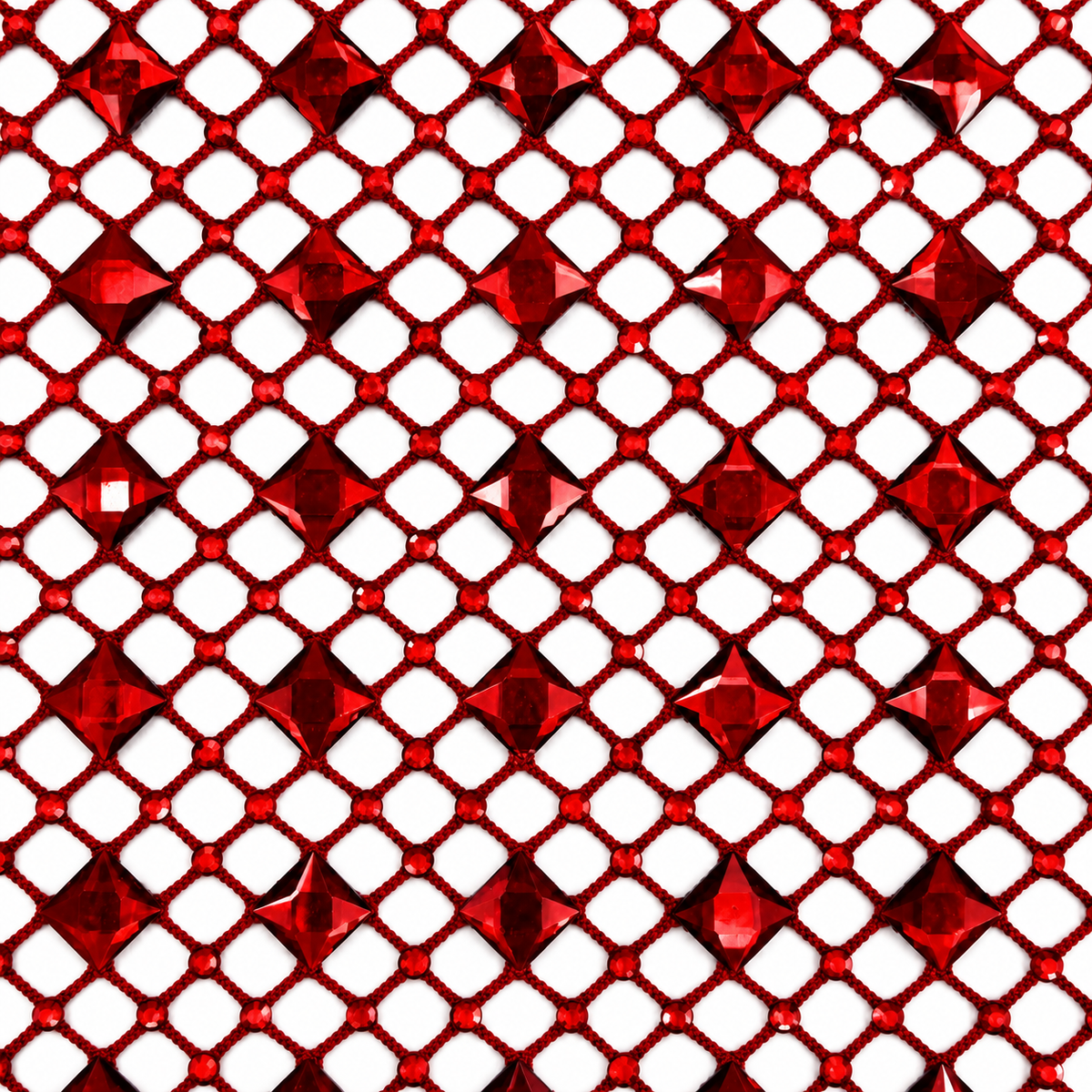 Luxury Diamond Gemstone Fishnet Mesh Fabric