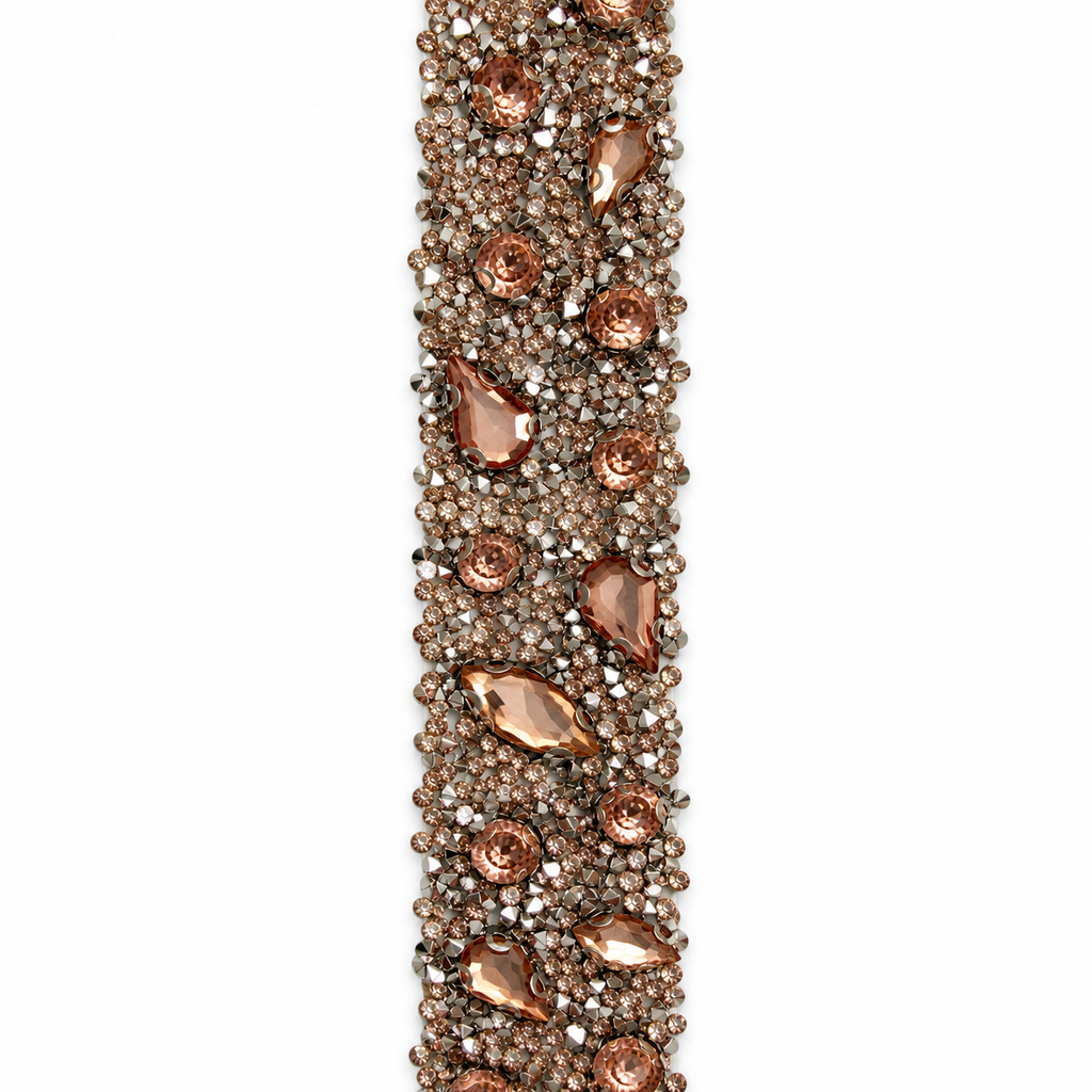 Luxury Hotfix Diamante Trim – Champagne Crystal Mix | Iron-On Trim